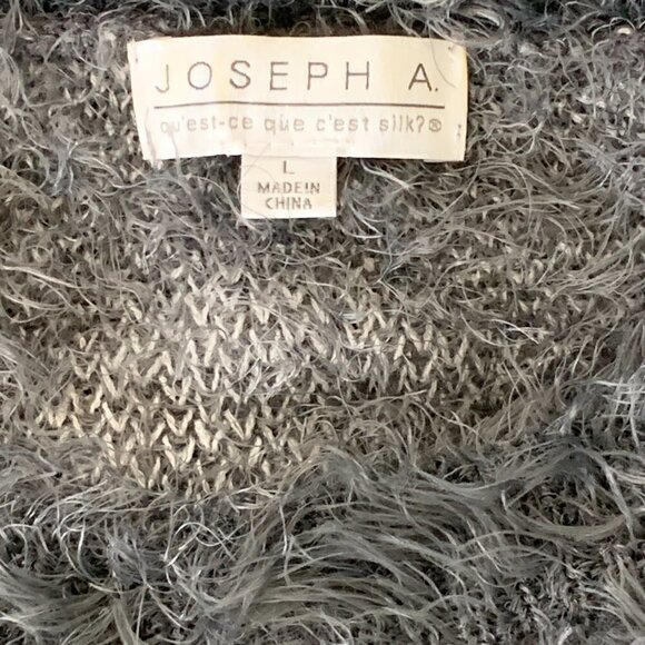 Joseph A Polka Dot Soft Fuzzy Crew Neck Pullover Sweater L Gray #206D - Picture 8 of 10